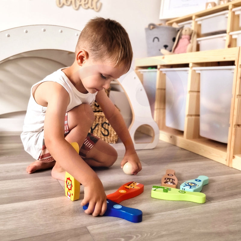 TOOKY TOY Medinis boulingas vaikams 6 vnt. + Kamuolys