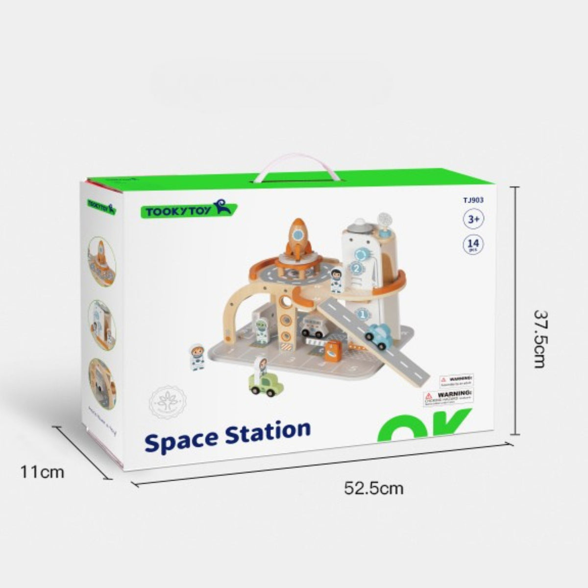 TOOKY TOY Medinė Kosminė Parkavimo Stotelė su Rakete
