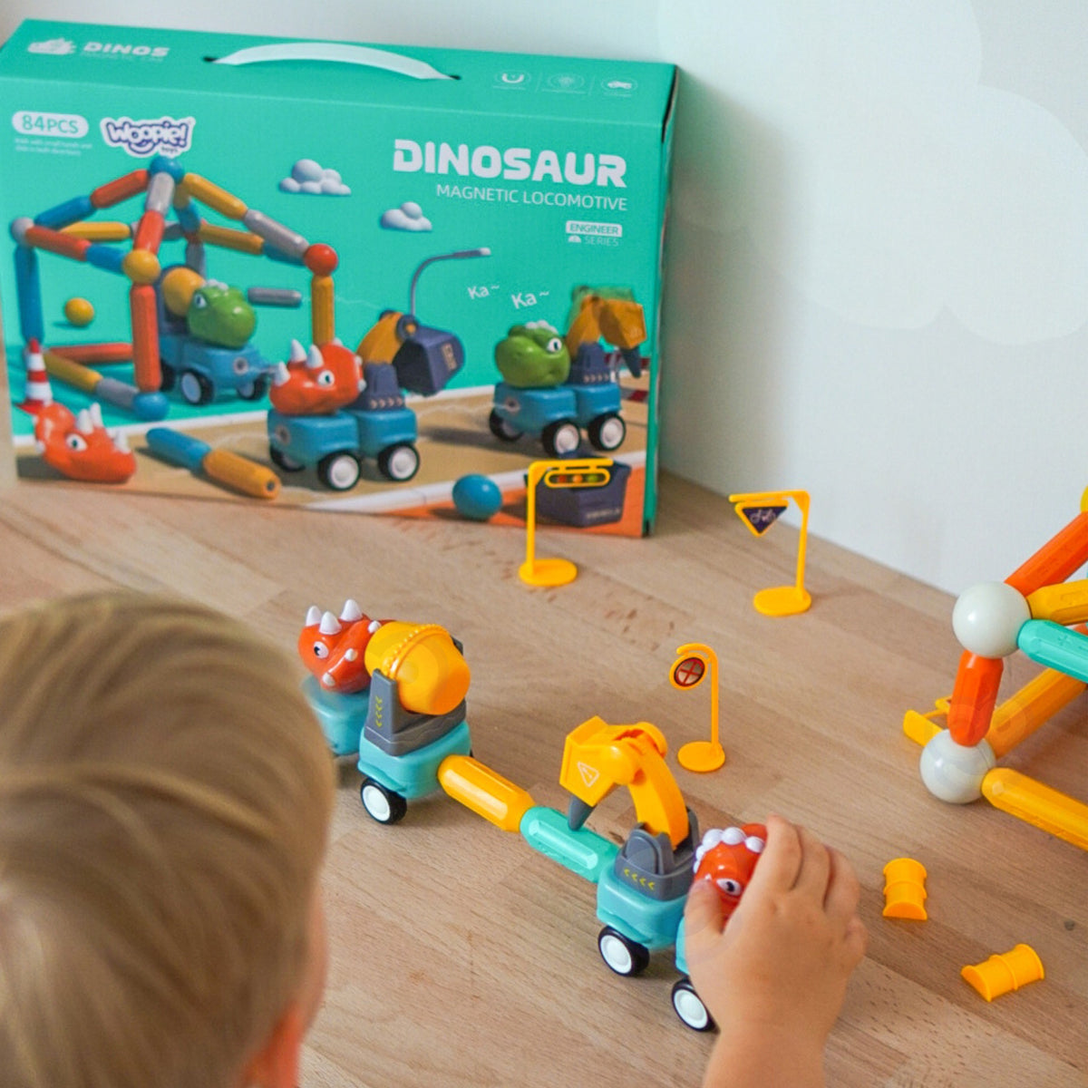 WOOPIE Magnetinis Konstruktorius Dinozaurai 84 detalės