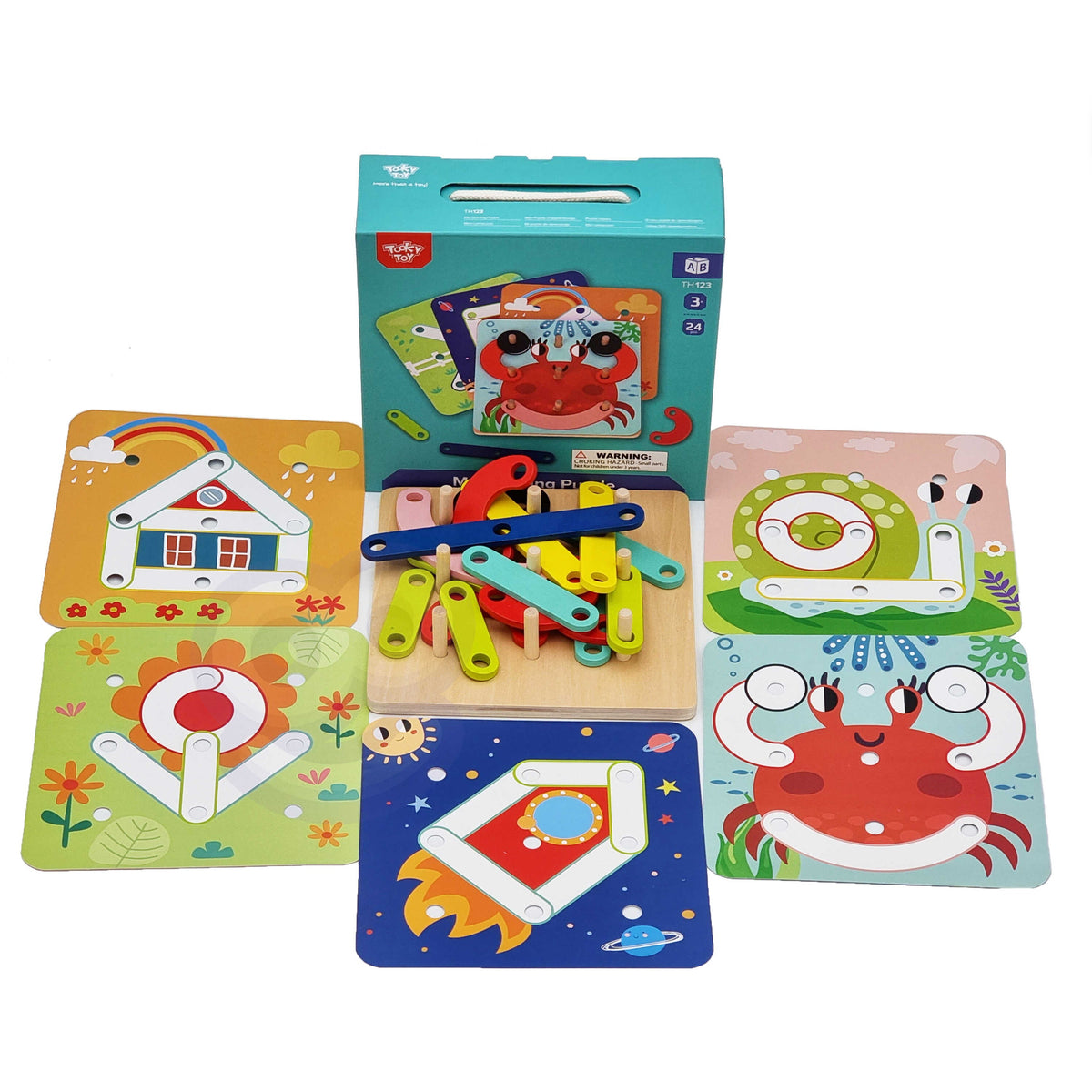 TOOKY TOY Medinė Mozaika su Karoliukais Gyvūnų Raštai 30 el.