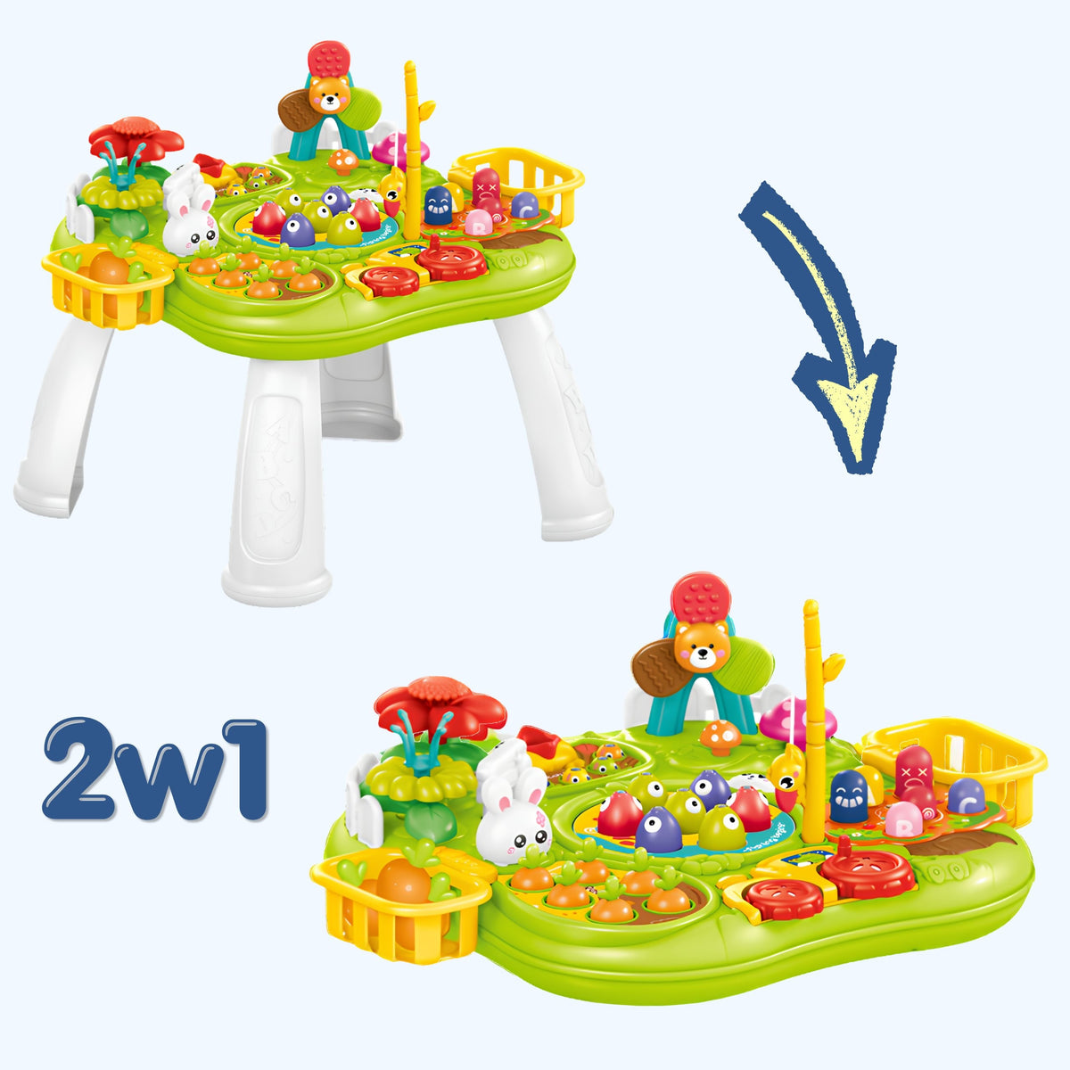 WOOPIE BABY 2in1 edukacinis staliukas su žūklės ir plaktuko žaidimais