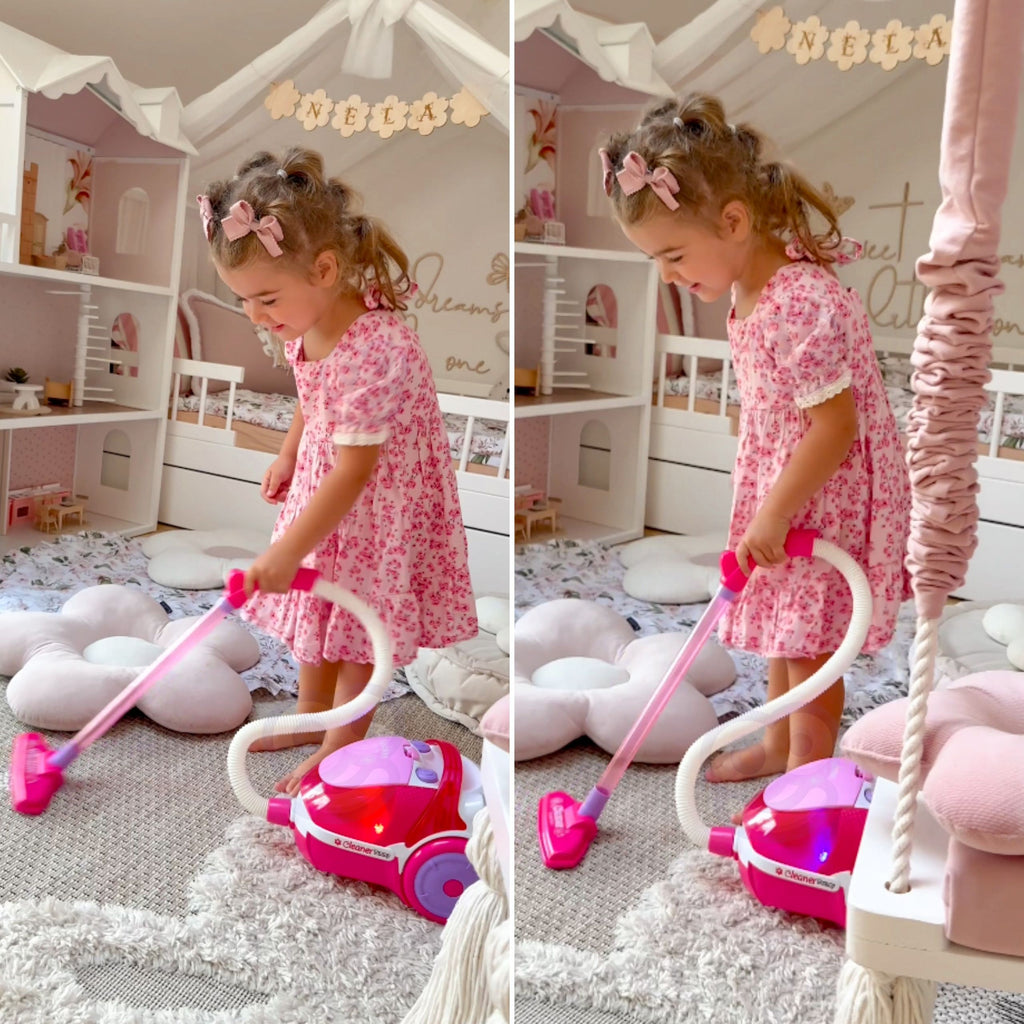 WOOPIE Rožinis Žaislinis Dulkių Siurblys su Siurbimo Funkcija vaikams nuo 3 metų