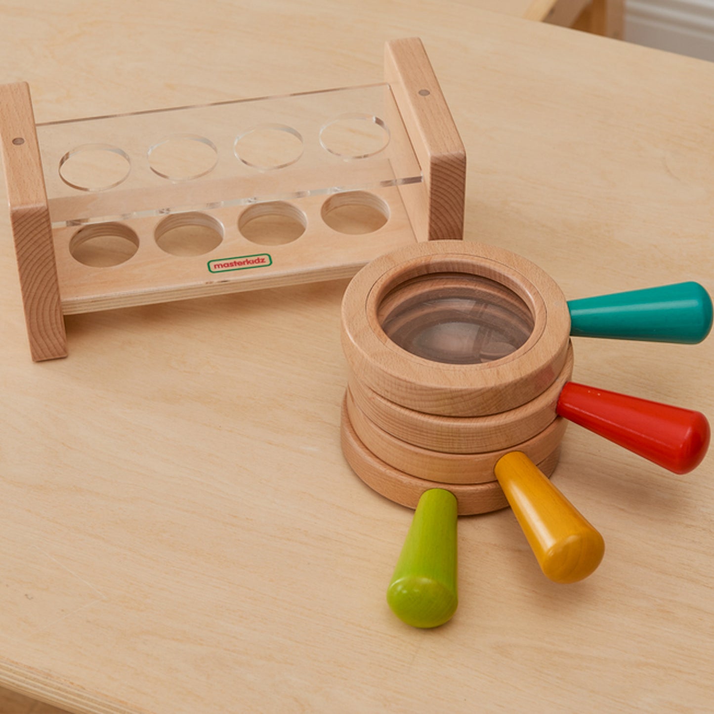 MASTERKIDZ Medinių Lupos Rinkinys su Stoveliu 4 vnt.