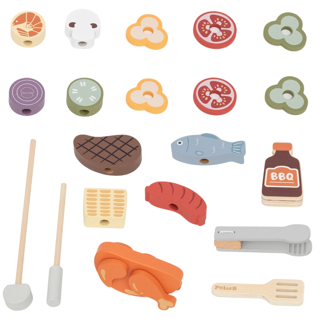 VIGA Wooden BBQ Grill Set – Medinė grilio žaidimų rinkinys 22 dalys