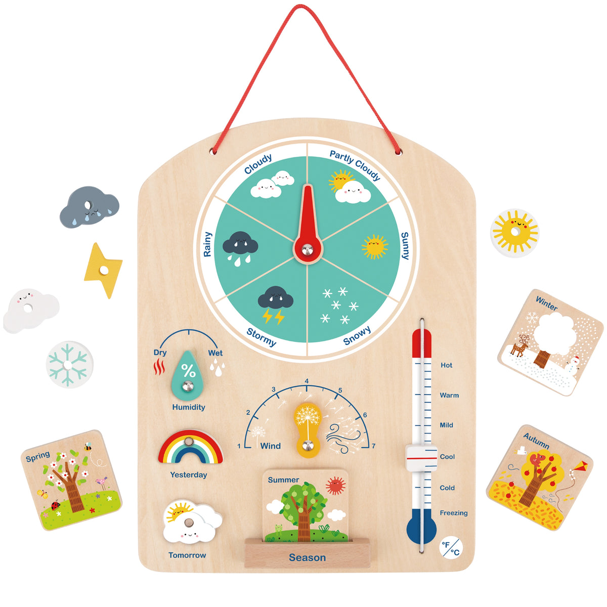 Tooky Toy edukacinis Montessori rinkinys 6in1: dėlionė, skaitliukai ir orų lenta, vaikams nuo 3 metų