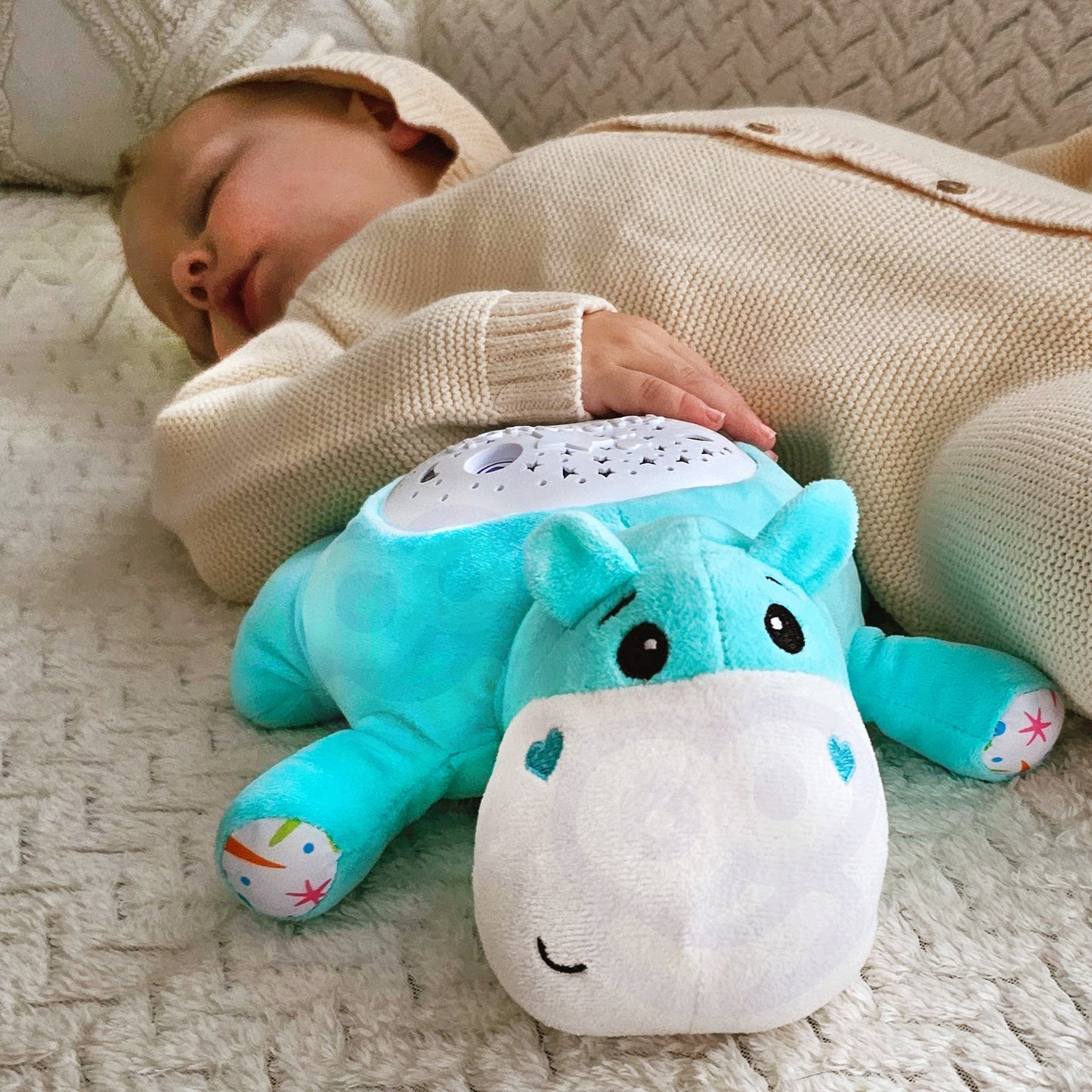 WOOPIE BABY 2-in-1 Projektorius ir Minkštas Žaislas Begemotikas