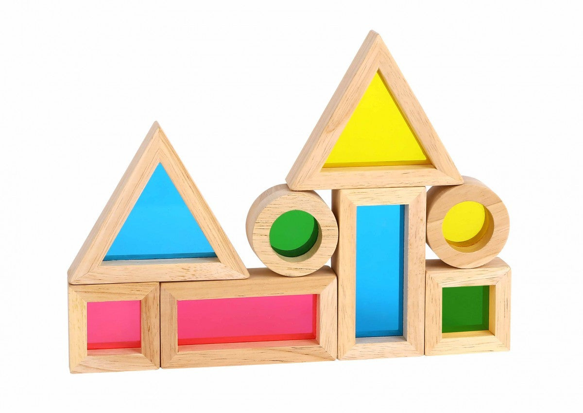 TOOKY TOY Medinės spalvotos veidrodinės kaladėlės, rinkinys iš 8 dalių, FSC – vaizdas 2