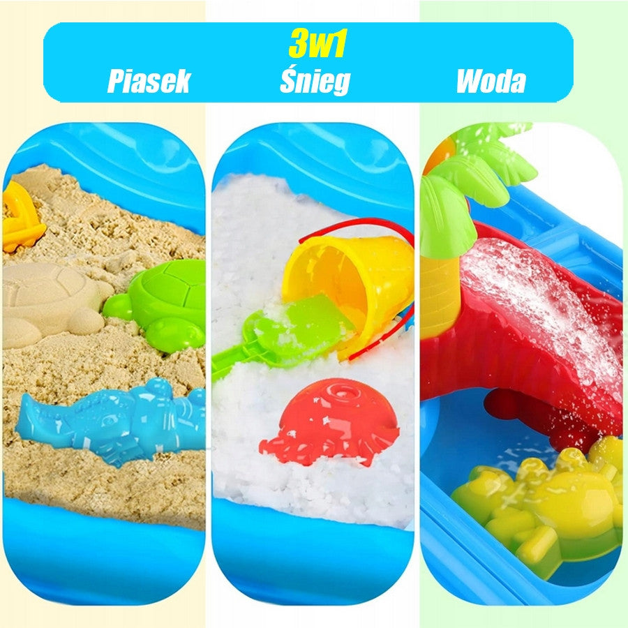 WOOPIE Vandens ir smėlio stalas XL 2in1 su kėdute, 4 baseinai, 13 priedų