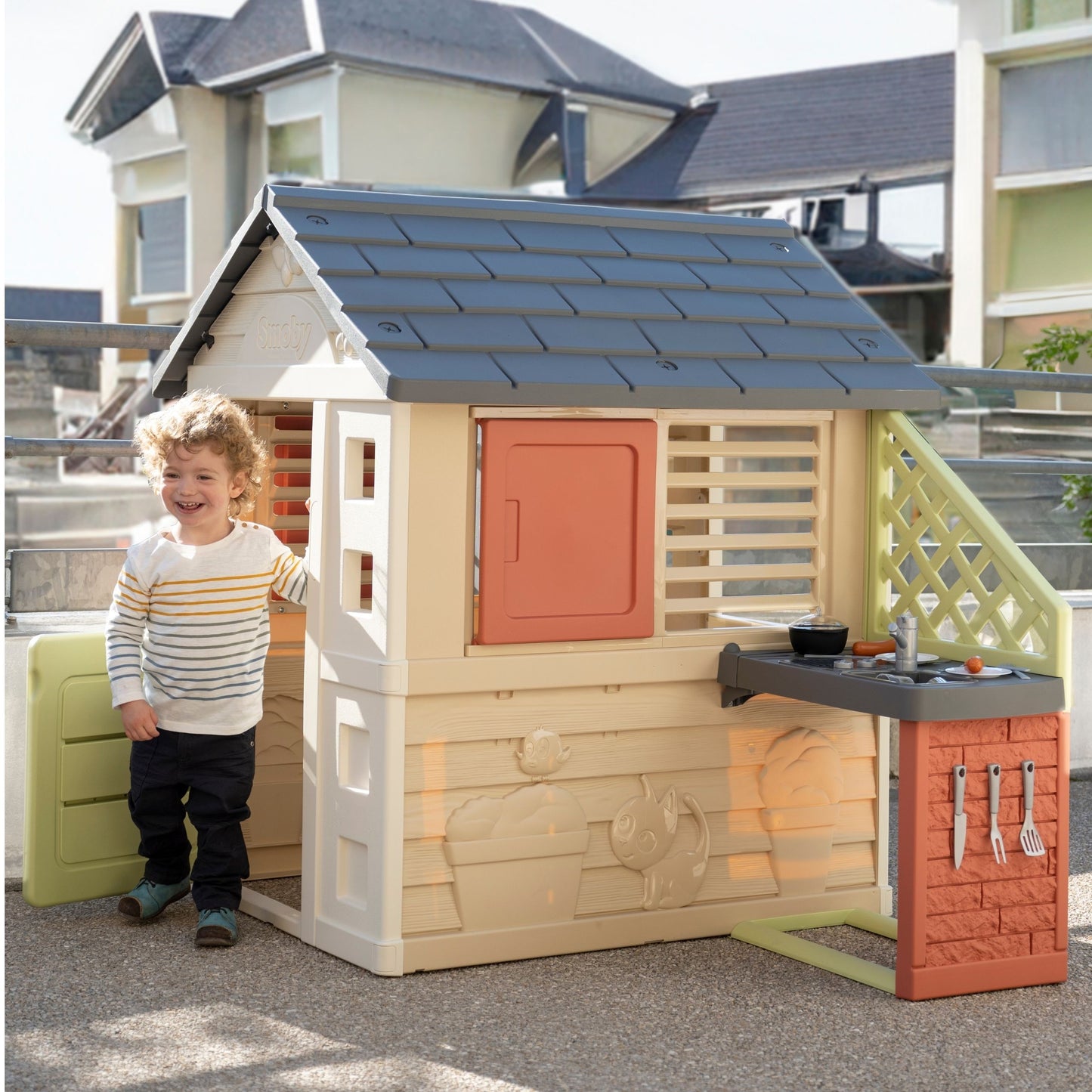 SMOBY Nature House Žaidimų Namelis su Virtuvėle ir 17 Priedų