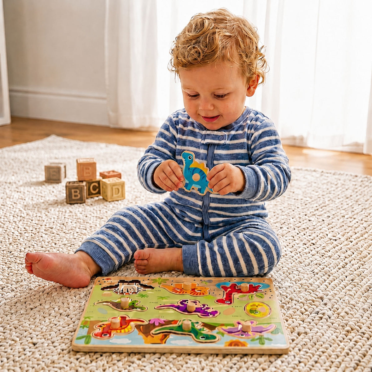 TOOKY TOY Medinė Montessori Dėlionė su Dinozaurais 10 vnt.