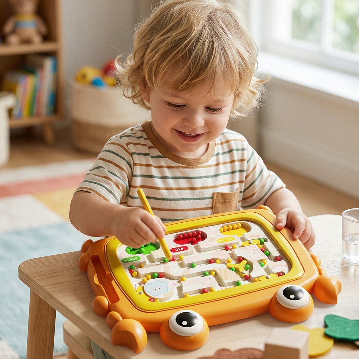 WOOPIE Montessori Magnetinė Lenta Krabas Labirintas Oranžinė