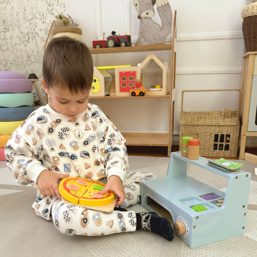 TOOKY TOY Picerijos medinė pica su priedais ir orkaite