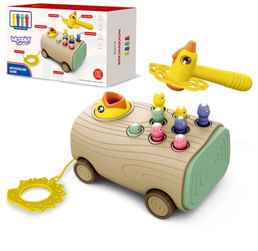 WOOPIE 3in1 Vežimėlis-Traukiukas su Plaktuku ir Žaidimu