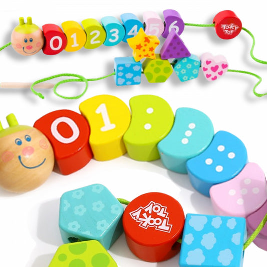 TOOKY TOY medinės kaladėlės, 20 vnt. vėrimo žaidimas