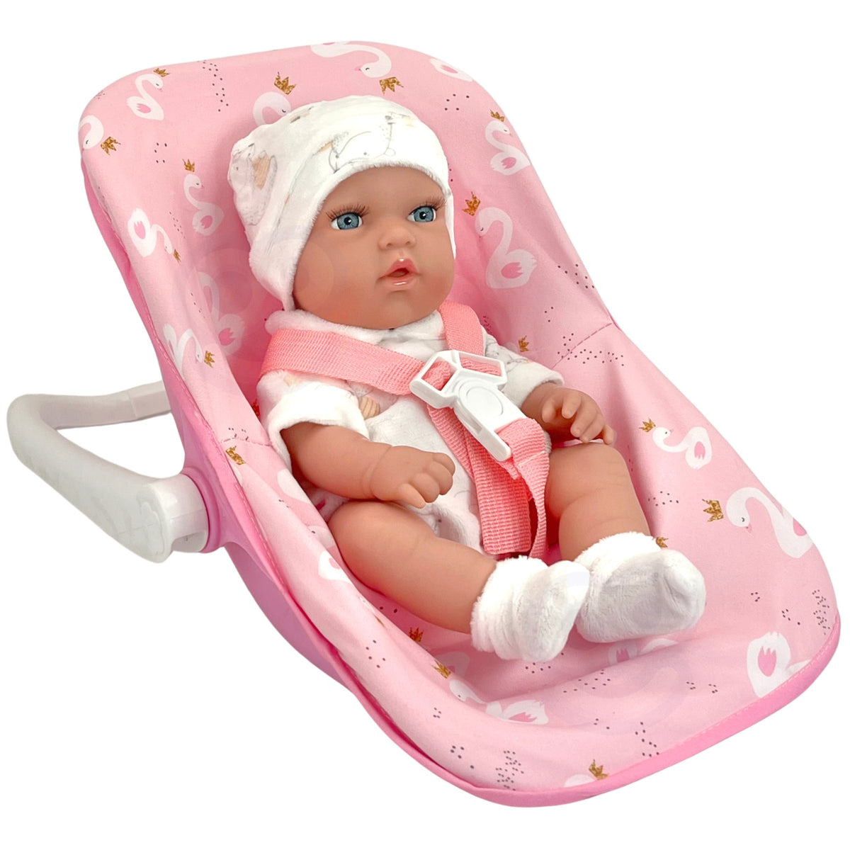 WOOPIE ROYAL Lėlė Kūdikis 30,5 cm su Rožine Nešykla – Rinkinys