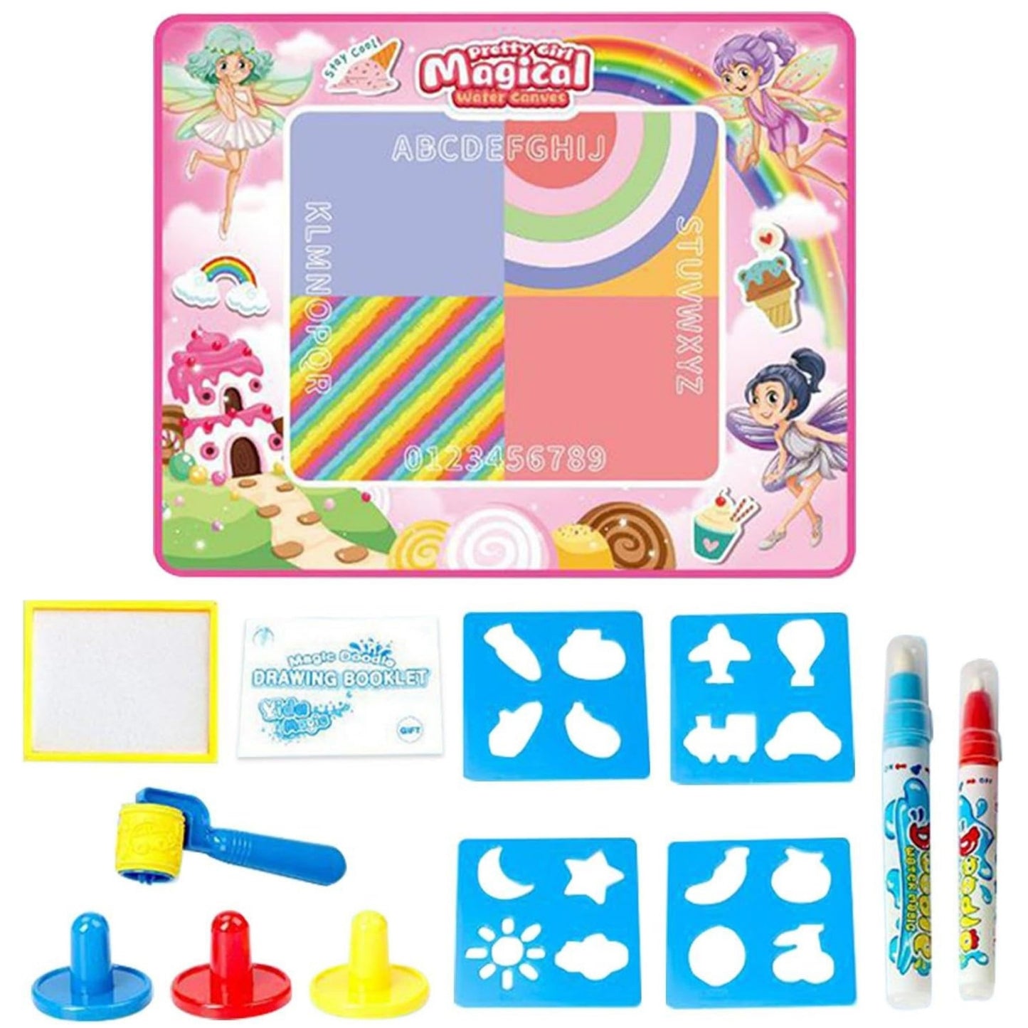 WOOPIE XXL Vandens Piešimo Kilimėlis 100x80cm Fėjos Rožinis