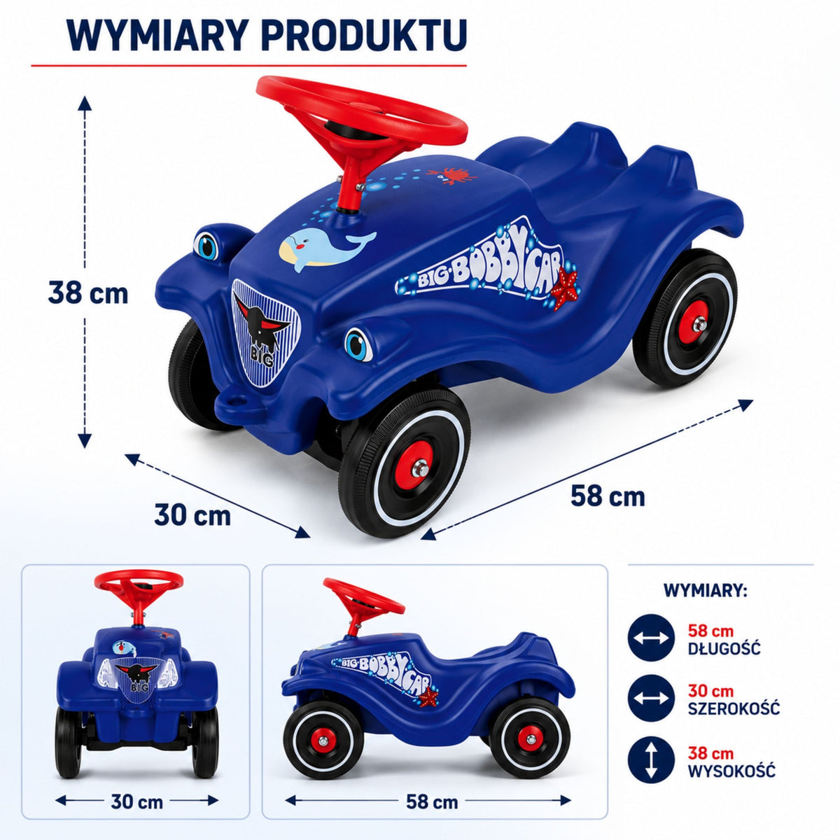 BIG Bobby Car Classic paspirtukas su delfino piešiniu