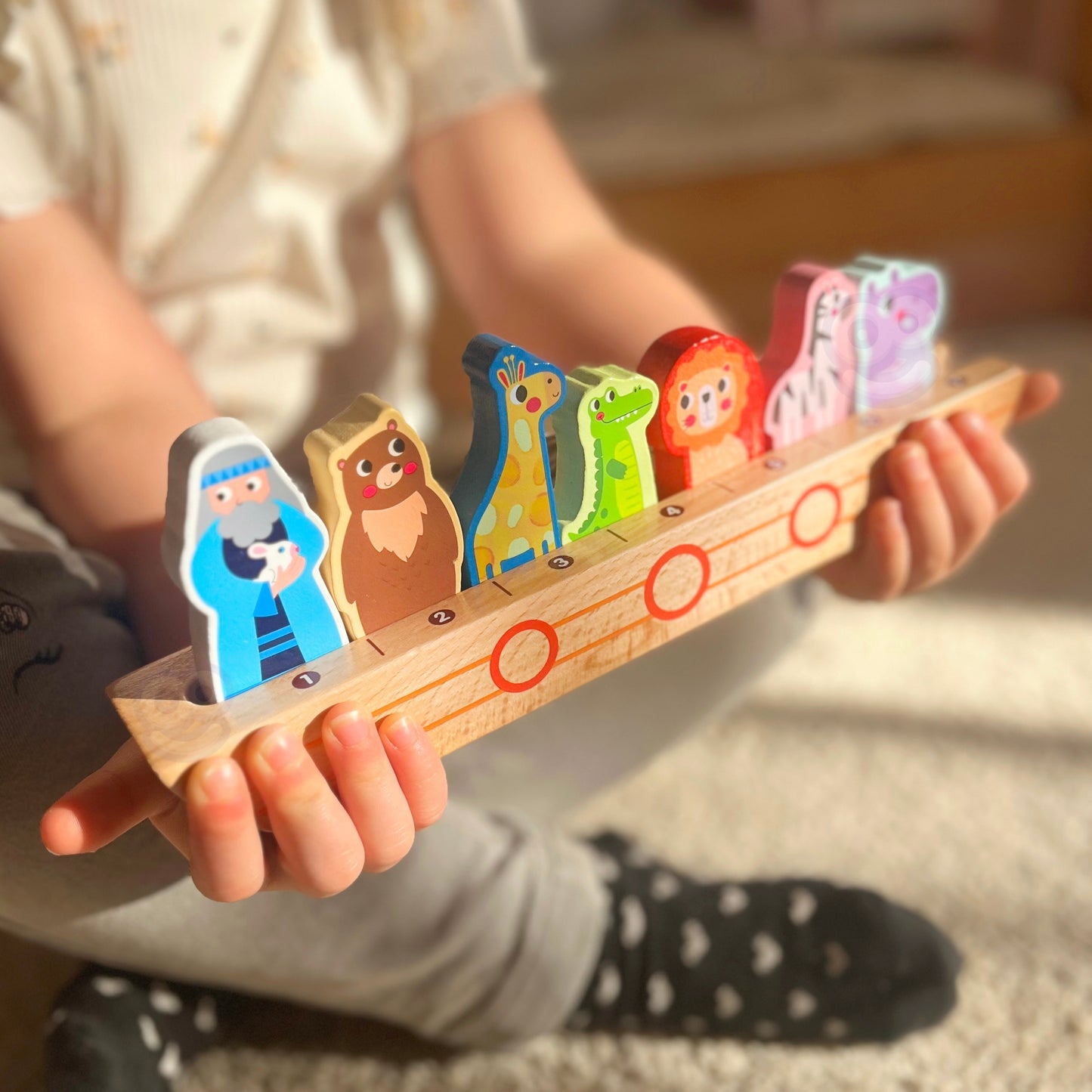 TOOKY TOY Medinė dėlionė – galvosūkis „Nojus ir gyvūnai“ – vaizdas 3