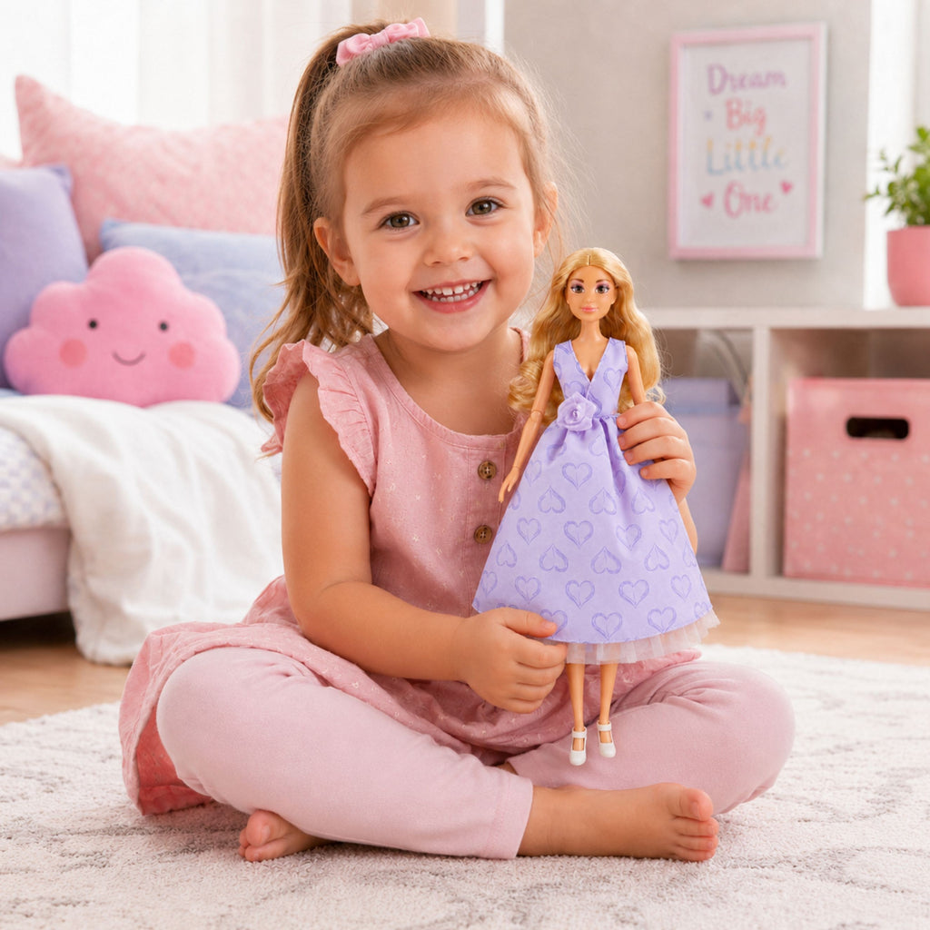WOOPIE ROYAL Lėlė Lily 30cm Ilgi Plaukai Levandų Suknelė su Priedais