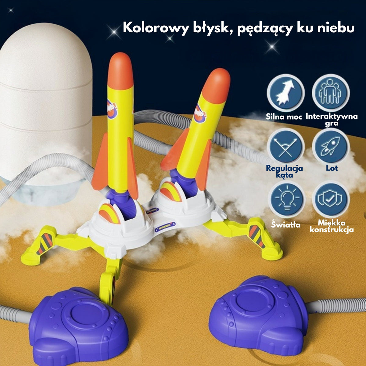 WOOPIE Dvigubas Putplasčio Raketų Paleidiklis, 6 raketos