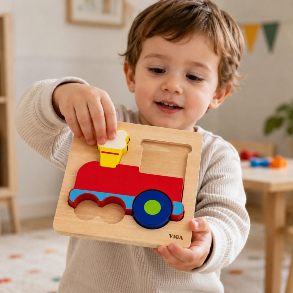 VIGA Medinis Montessori Lavinamasis Traukinio Dėlionė