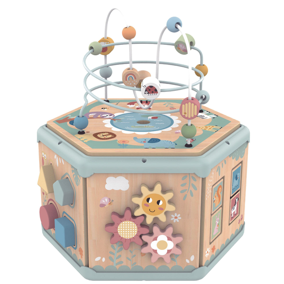 TOOKY TOY Medinė Montessori šešiakampė dėžė su veikla