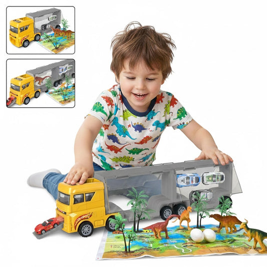 WOOPIE Sunkvežimis Transporteris 2in1 su Dinozaurų Rinkiniu ir Kilimėliu – pagrindinis vaizdas