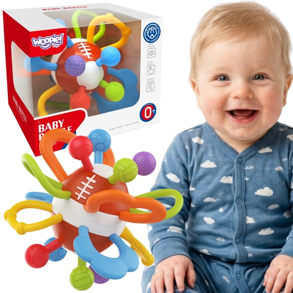 WOOPIE BABY Sensorinis kramtukas-barškutis kūdikiams 0+