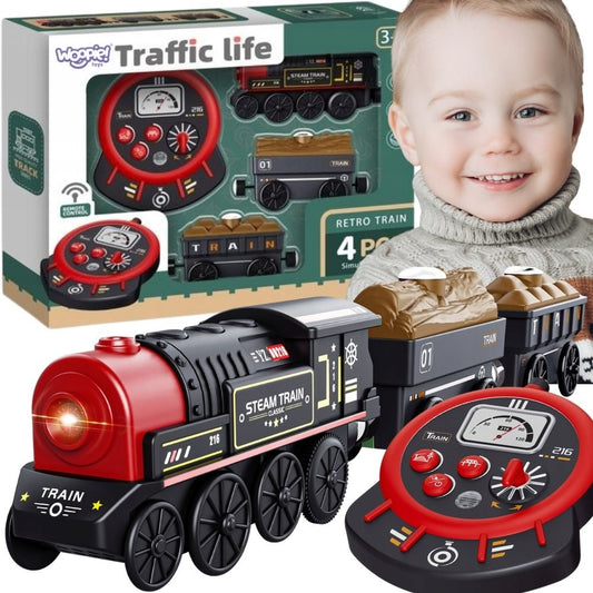WOOPIE Radijo Bangomis Valdomas Retro Traukinys su 4 Vagonais