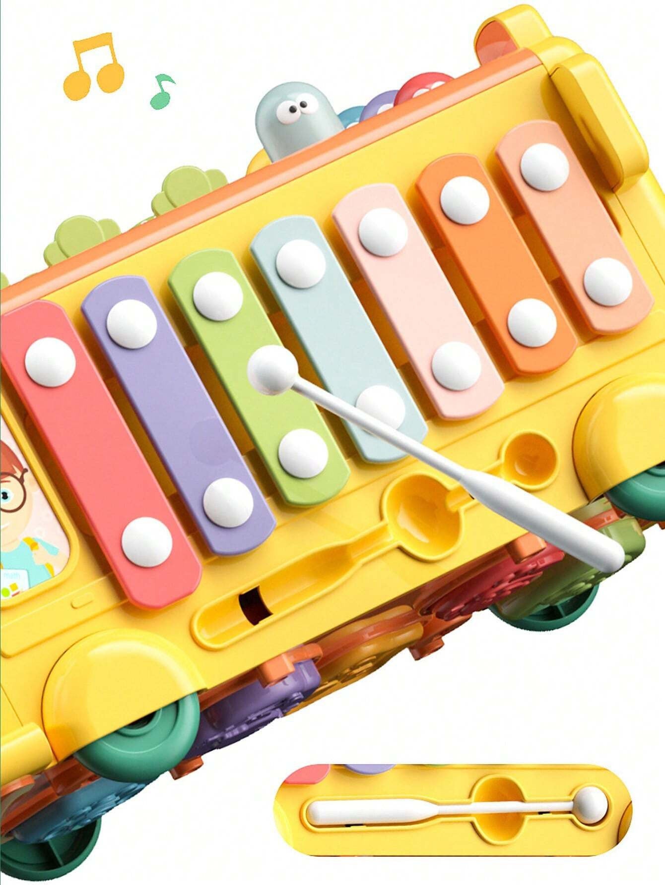 WOOPIE BABY Interaktyvus Montessori Autobusas 6in1 Plaktukas Cimbolai +18m