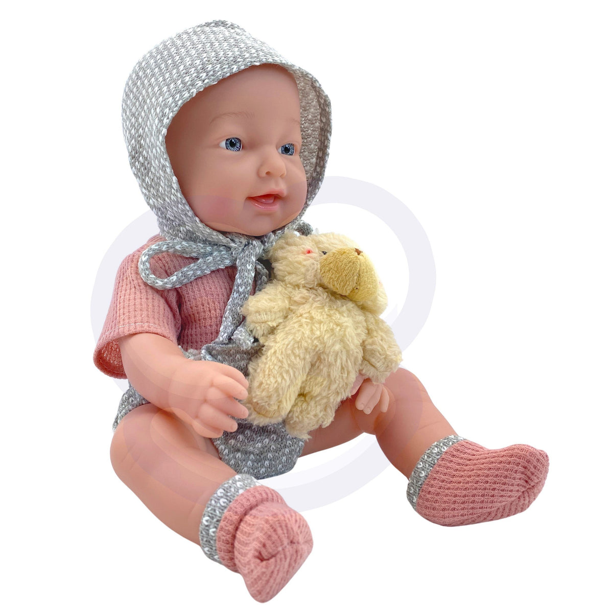 WOOPIE ROYAL Kūdikėlio lėlė 36 cm meškiuko kostiumėlyje su maitinimo priedais