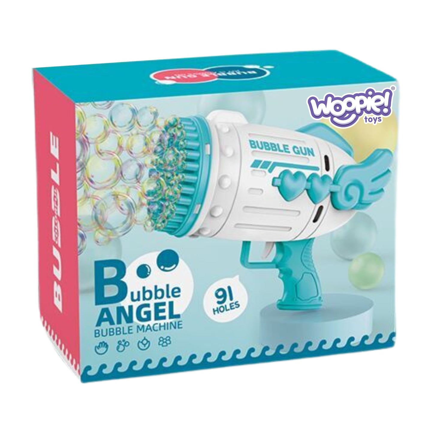 WOOPIE Muilo burbulų gaminimo pistoletas su 91 anga, mėlynas – vaizdas 6