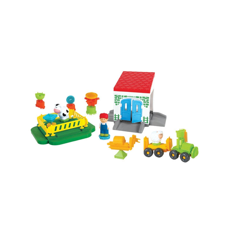 MOCHTOYS Hedgehogs Pin Bricks FARMA dėžutėje 100 vnt. + 3 figūros