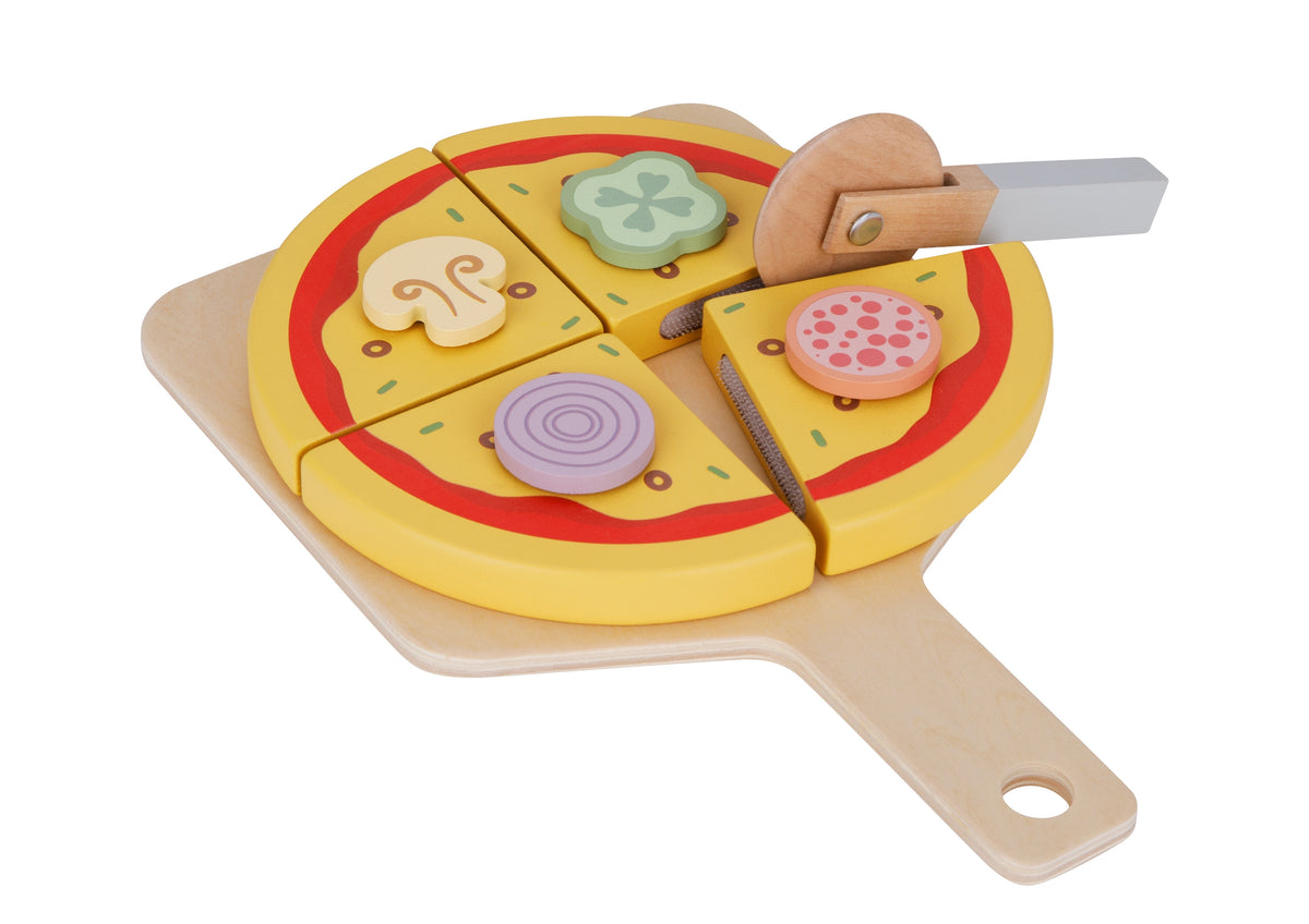TOOKY TOY Picerijos medinė pica su priedais ir orkaite