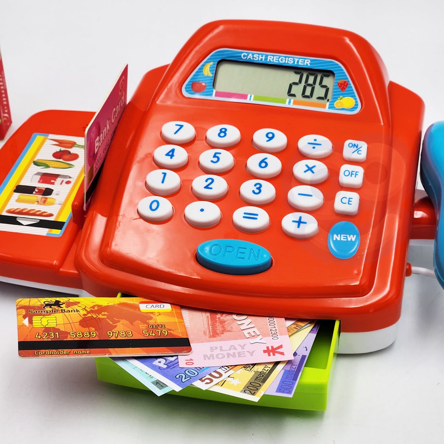 WOOPIE Žaislinis kasos aparatas su kalkuliatoriumi ir priedais – vaizdas 2
