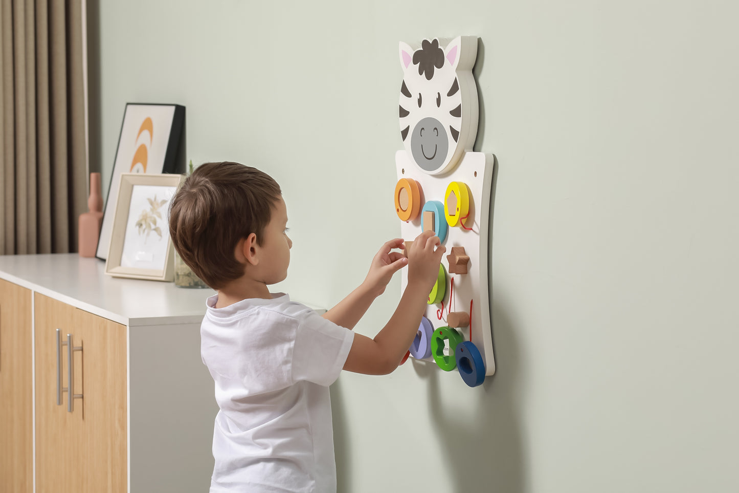 VIGA medinė manipuliacinė (lavinamoji) lenta Zebras, FSC, Montessori – vaizdas 7