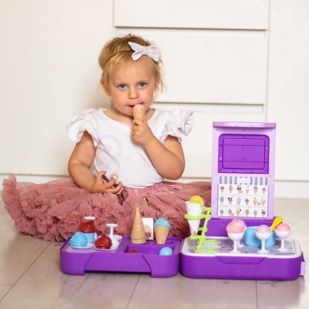 WOOPIE Žaislinė Ledainė 3 in 1 Lagaminas – Virtuvėlė, Parduotuvė, Ledainė, 62 detalės