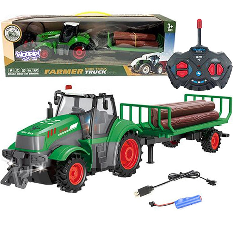 WOOPIE Radijo bangomis valdomas traktorius su priekaba 1:24