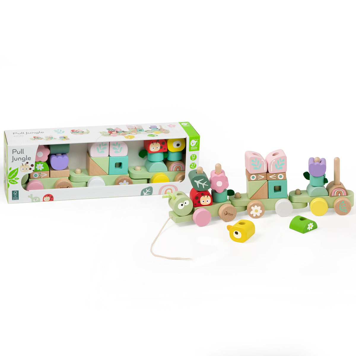 CLASSIC WORLD Montessori Medinis Vikšro Traukinukas-Dėlionė