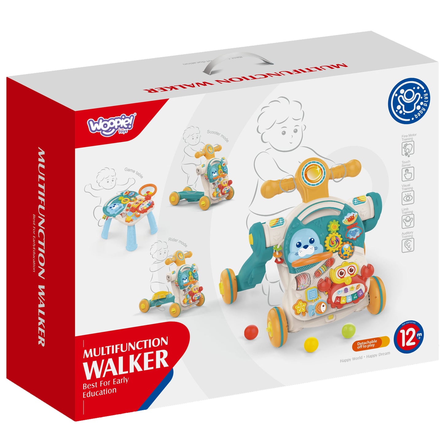 WOOPIE BABY Stumdukas, Vežimėlis, Lavinamasis Stalas ir Paspirtukas 4 in 1