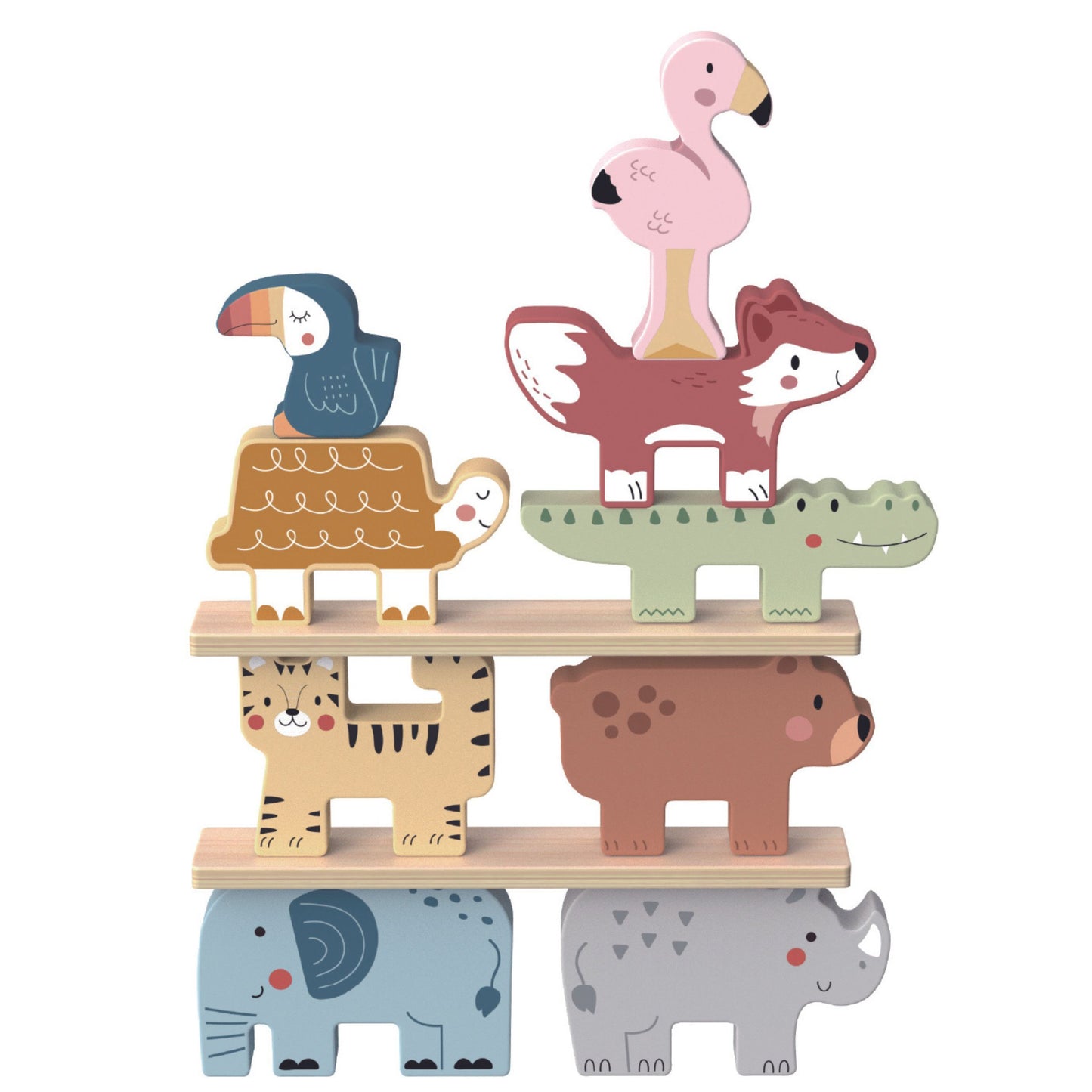 TOOKY TOY Medinės kaladėlės Gyvūnų bokšto statyba (Montessori), 13 dalių – vaizdas 5