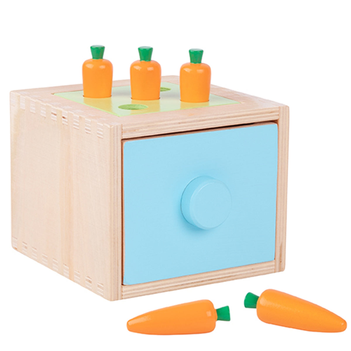 WOOPIE GREEN Medinė edukacinė dėžutė 4in1 Sorteris Montessori Morkų žaidimas – vaizdas 5