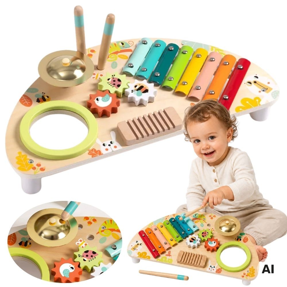 TOOKY TOY Daugiafunkcinis Muzikos Centras – Ksilofonas, Būgnas, Cimbolai