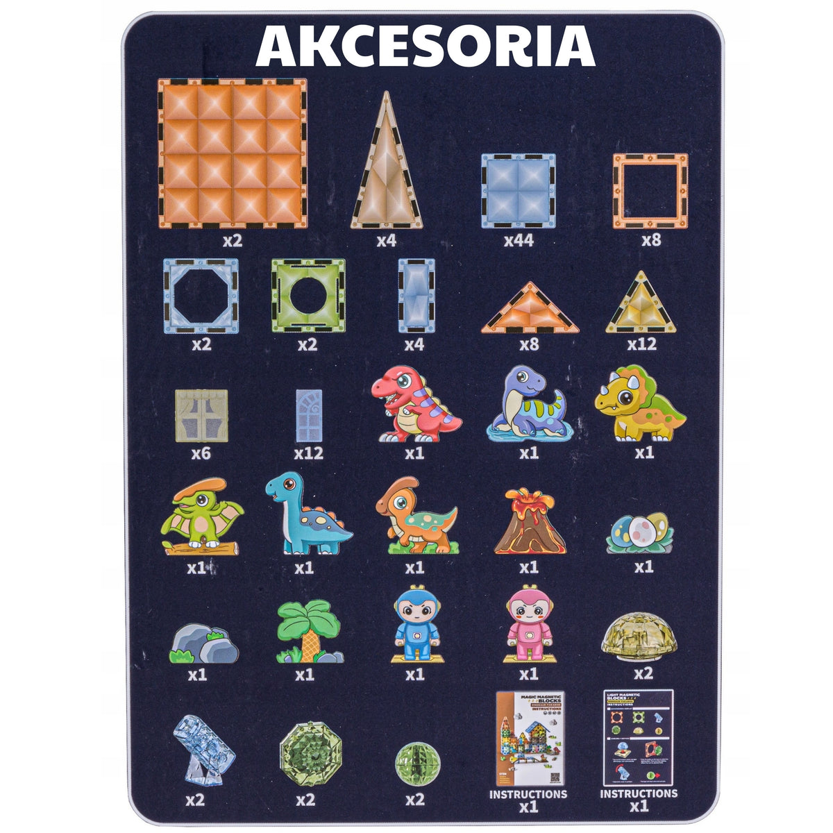 WOOPIE Magnetiniai Konstruktoriai Švytintis Dinozaurų Parkas 124vnt.