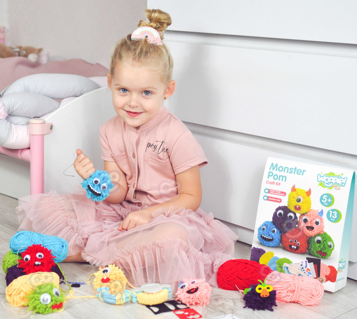 WOOPIE ART&FUN Kuriamas siūlų pūkuoto pabaisiuko rinkinys