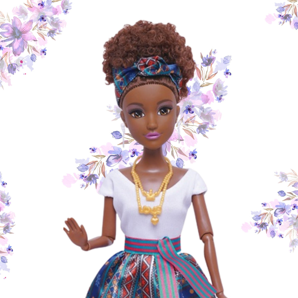 WOOPIE ROYAL Lili Lėlė Mulato su Elegantišku Suknelė 33 cm