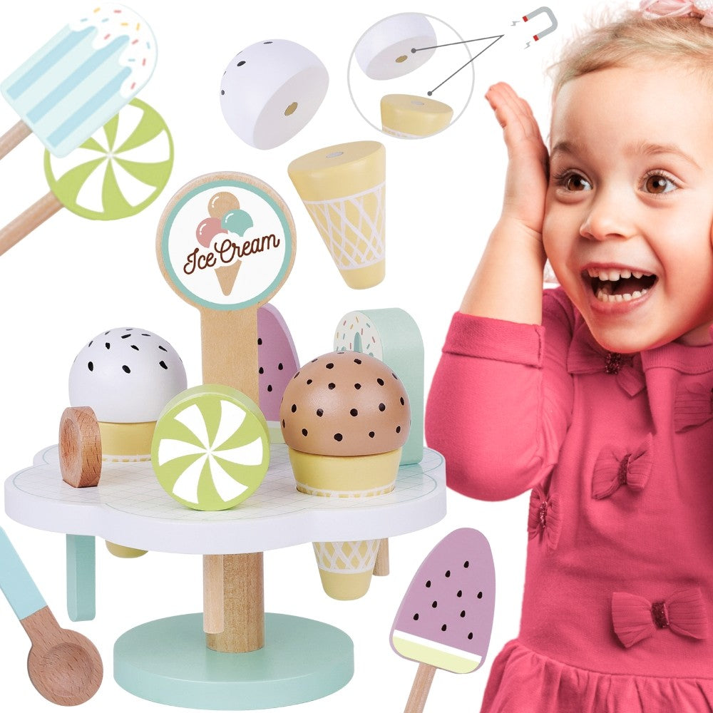 TOOKY TOY Medinis magnetinis ledų rinkinys su stovu