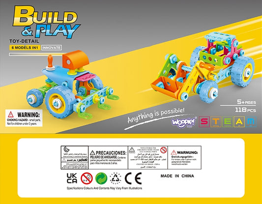 WOOPIE Konstrukcinis 6-in-1 Transporto Priemonių Rinkinys su Kaladėlėmis (STEM) – pagrindinis vaizdas
