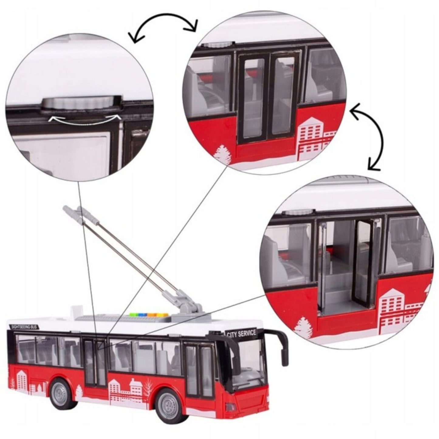 WOOPIE Interaktyvusis Elektrinis Troleibusas Autobusas 1:16 - vaizdas 2