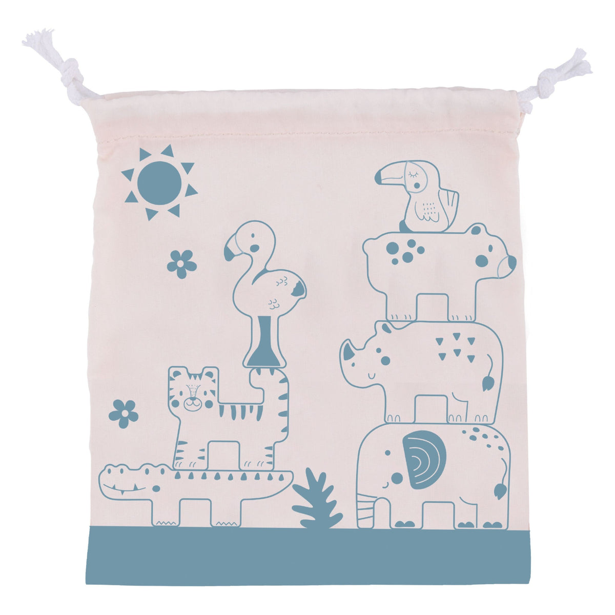 TOOKY TOY Medinis bokšto konstruktorius su gyvūnais Montessori 13 dalių